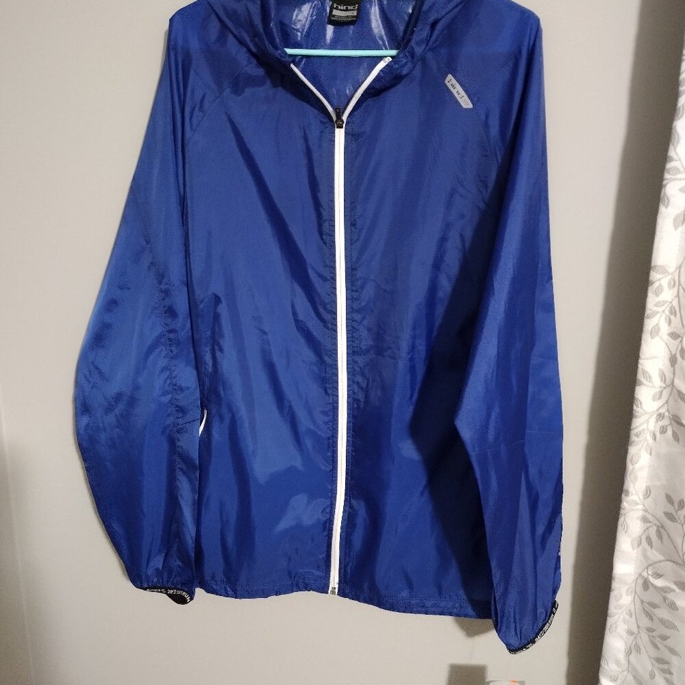 Hind Men Blue Windbreaker Jacket with Hood Full zip Size L New
